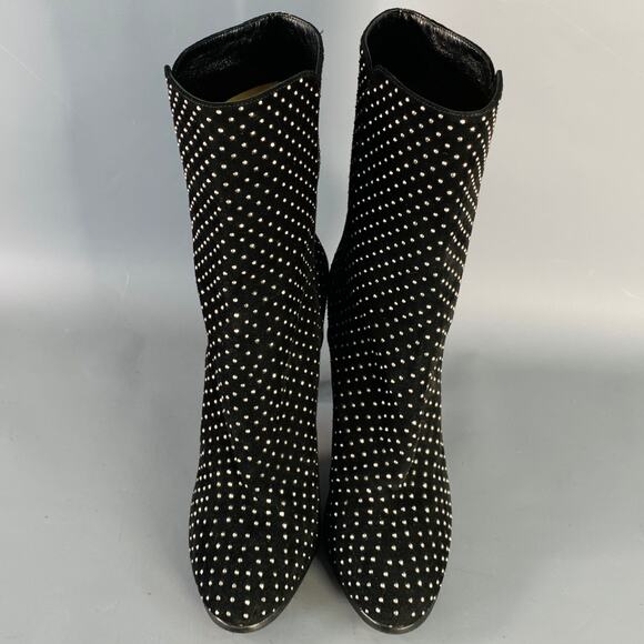 JIMMY CHOO Size 8 Black Studded Suede Pull On Boots - Picture 4 of 8